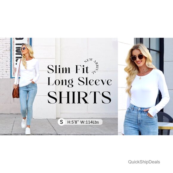 Long Sleeve Thermal Shirt Fleece Lined Slim Fit Thumb Holes Crewneck - Picture 5 of 7